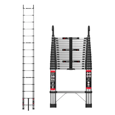 (4.4M/14.5FT) Extension Ladder with Hook Stainless Steel Telescoping Stepladder for Multi Purpos