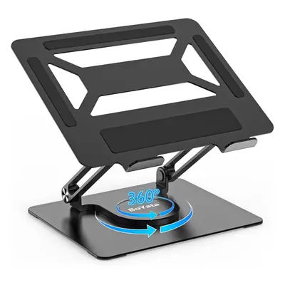 (Black) Adjustable Computer Stand with Rotating Base, Ergonomic Foldable Laptop Riser Holder Com