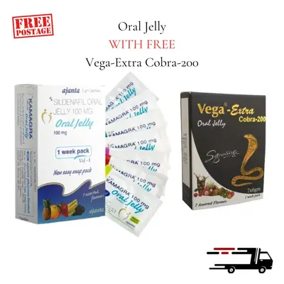 Oral Jelly 100mg Assorted Flavours Week Pack WITH FREE Vega Extra Cobra-200 | Natural Power Boos