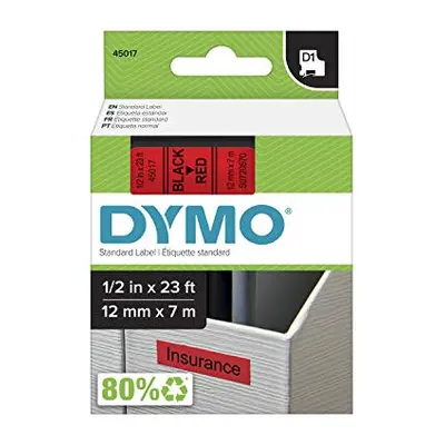 DYMO Standard D1 Labeling Tape Black Print on Red Tape 1/2 W x L Cartridge