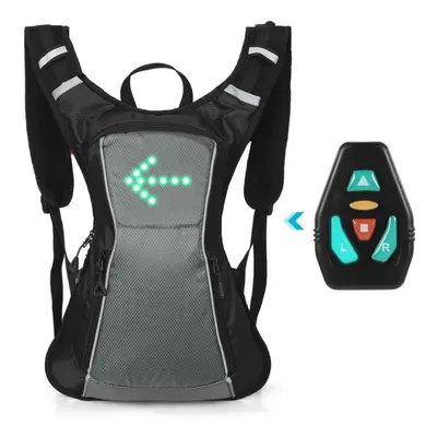 (grey) Led Turn Signal Backpack Ipx5 Waterproof Reflective Backpack With Direction Indicator Usb