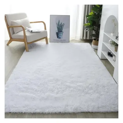 (white, 140X200cm) Solid Plush Carpets For Living Room Long Piles Furry Carpets Bedroom Home Dec