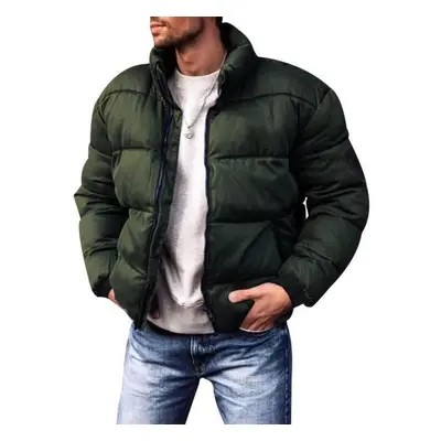 (green, 2XL) New Men&apos;s Winter Cotton Jacket Cotton Jacket Winter Jacket Standing Collar Dow