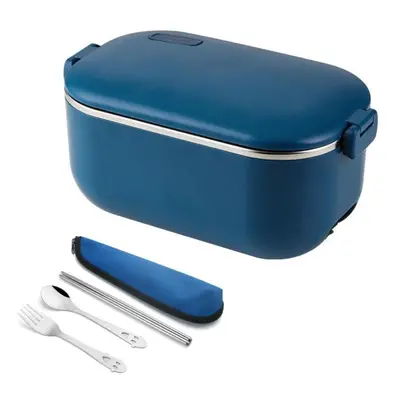 (blue, 220V - EU Plug) Stainless Steel Electric Heating Lunch Box Car Us Eu Plug 220v 110v 12v O