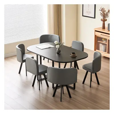 (Black, Grey) 150cm Rectangular Dining Table With Chairs Various Colours