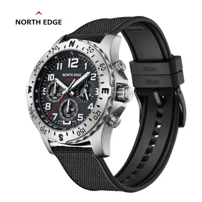 (black) North Edge Mach Men&apos;s Watches Solar Power Stainless Steel Case Quartz Watch For Men