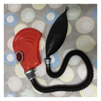 (white, One Size) Half-face Silica Gel Gas Mask Fetish Latex Breathing Bag Rubber Tube Accessory