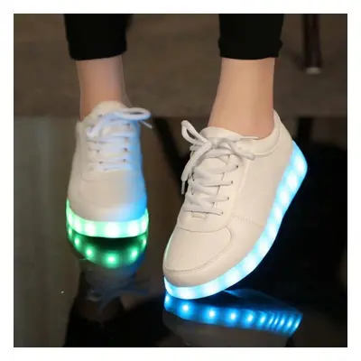 (white, 35) Colors Led Luminous Shoes Men Women Unisex Couple Sneakers Fashion Casual Flat Led S