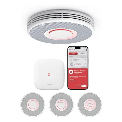 (3 Smoke Alarms & Base Station, Accessory Requires Base Station) Home with English Voice Alerts 