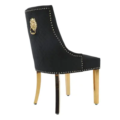 (Black, 1) Velvet Upholstered Seat Luxury Dining Accent Chair Metal Legs Gold Home Office Study