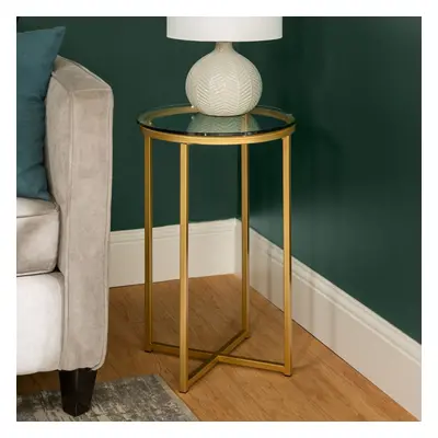 Round Side End Table With Metal Legs Coffee Living Room Night Stand Furniture