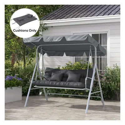 Outsunny Outdoor Back and Seat Cushion with Pillows, NO SWING, Charcoal Grey