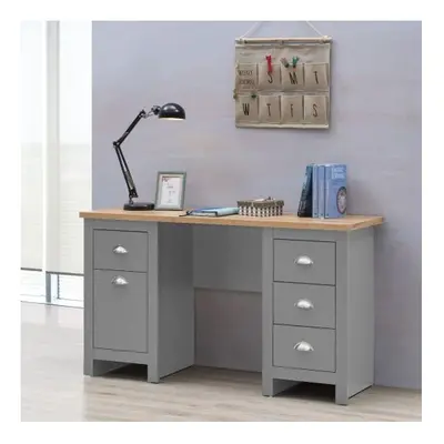 Lisbon Double Pedestal Desk Light Grey Laptop Computer Desk Office