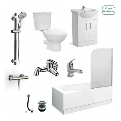 Senore Complete Shower WC Close Coupled Toilet Basin Flat Pack Vanity Unit Suite