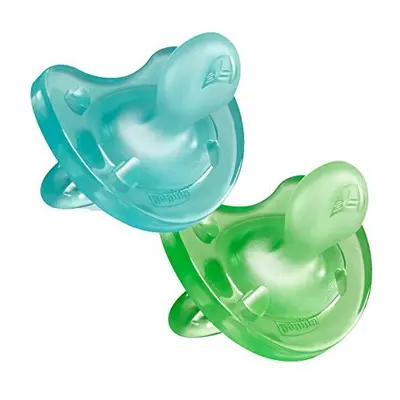 Chicco Soft ergonomic pacifier in silicone x 2, blue / green, months