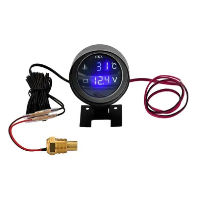 Round LED Digital Car Truck Water Temp Gauge Temperature Sensor Moto + Voltmeter in