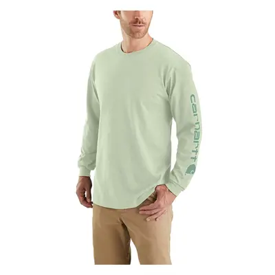 Carhartt Men's Big & Tall Loose Fit Heavyweight Long Logo Sleeve Graphic T-Shirt Tender Greens