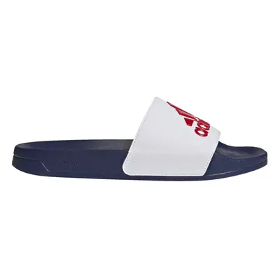 adidas Unisex Adilette Shower Slides Sandal White/Better Scarlet/Victory Blue US Men