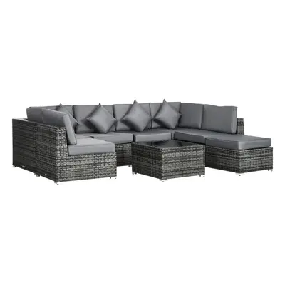 Outsunny Pieces Patio Rattan Sofa Set Outdoor Garden Furniture Set Grey