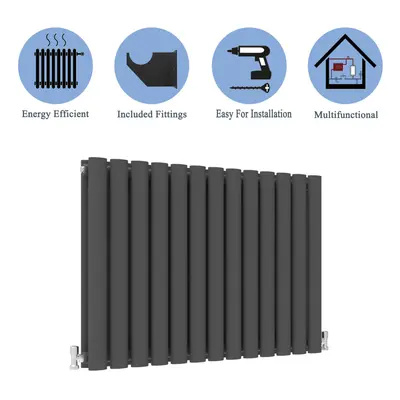 (Double, 600x767mm) Anthracite Central Heating Oval Column Radiators