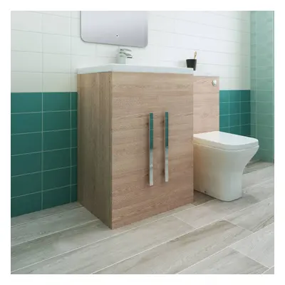 Calm Light Oak Left Hand Combination Vanity Unit Set with Toilet