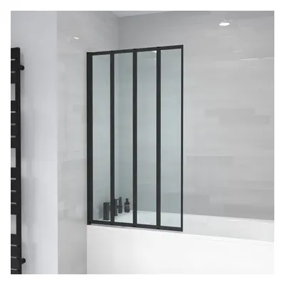 Nes Home x mm Fold Door Bath Shower Screen Black Frame