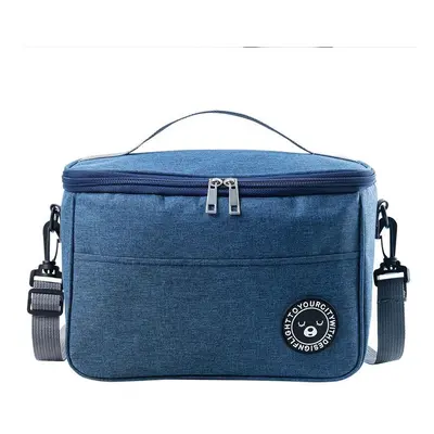 (Navy, 29*20*22cm) Thermal Food Bag Cooler Bag Camping Insulated Lunch Bag With Shoulder Strap P