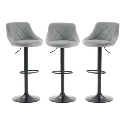 Set of Grey CORDOBA Faux Leather Bar Stools, swivel height adjustable