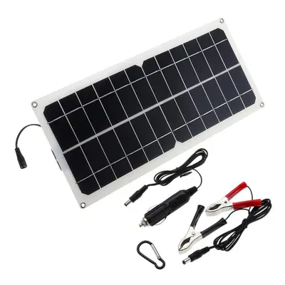 Monocrystalline Silicon Cell Solar Panel Double USB Interface 10W 12V/5V DC Crocodile Solar Pane