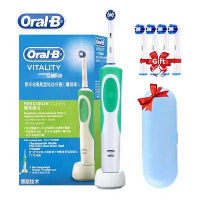 (green) Oral B D12 Vitality Electric Toothbrush Rechargeable 2D Rotating Deep Clean Replacement 