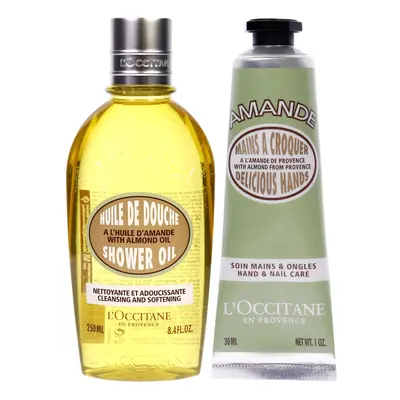 Loccitane Almond Cleansing and Softening Shower Oil and Hand Cream Kit For Unisex Pc Kit 8.4oz S