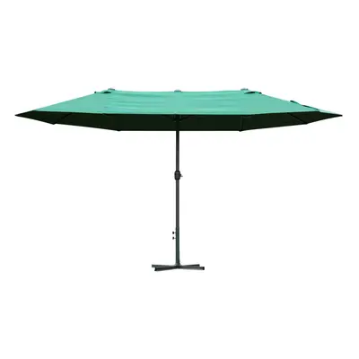 Outsunny 4.6M Garden Patio Umbrella Canopy Parasol Sun Shade w/ Base Dark Green