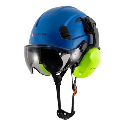 (Blue +D Suit) Loebuck American Style Construction Work Safety Helmet With Goggles And Noise-red