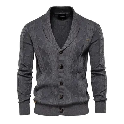 (dark grey, 82-90 kg) Aiopeson Cotton Cardigan Men Casual Single Breasted Solid Color Business M