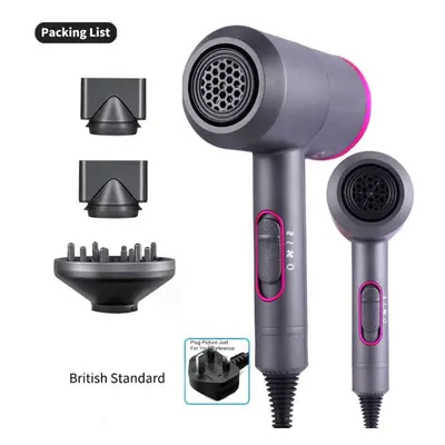 (as the picture, British Standard) Sangelar High Power Hair Dryer Foldable Hair Blow Dryer 2000w