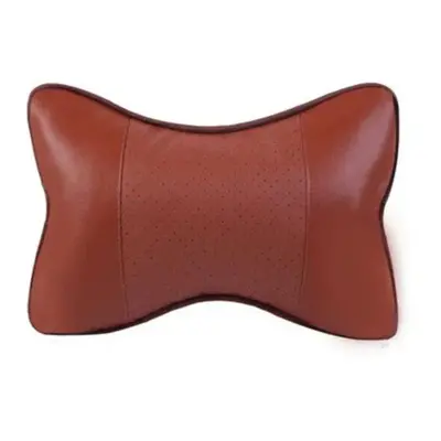 (red) 1pc Car Neck Pillows Pu Leather Head Support Universal Cushion For Automobiles Seat Covers