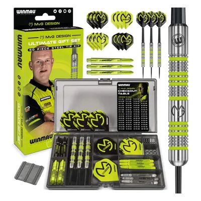 WINMAU Michael van Gerwen MvG Steeltip Gift Set - Piece Darts Set with sets of Shafts, sets of F