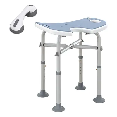 HOMCOM Aluminium Shower Stool for Elderly Disabled Non-Slip Bath Stool Blue