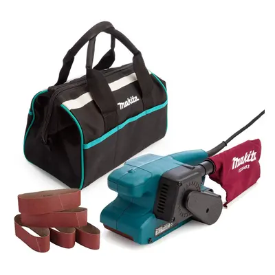 Makita 110v 3" Belt Sander and Dust Bag with 40g Sanding Belts + Tool Bag