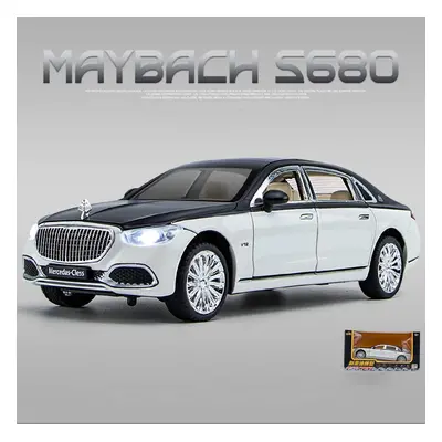 (white,black, 1/24-22.8x7.6x6.3cm) 1:24 Scale Benz S680 Alloy Scale Model, Pull Back Toy Car Wit