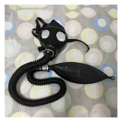 (lavender, One Size) Half-face Silica Gel Gas Mask Fetish Latex Breathing Bag Rubber Tube Access