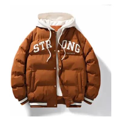 (as the picture, 2XL) Men&apos;s Autumn/winter Hooded Fashion Plus Trendy Letter Print Jacket Fa