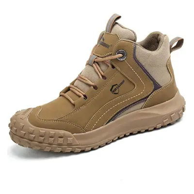 (khaki, 41) Steel Toe Work Safety Boots Men Protective Indestructible Boots Male Work Shoes Man 