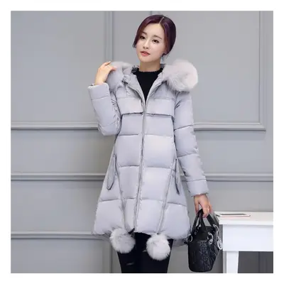 (gray, XXL) Oversize Winter Jacket Women Parka Hooded Outerwear Warm Down Cotton Jacket Plus Siz