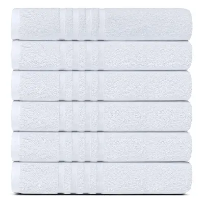 (6, White) White Classic Cotton Bath Towels - Lightweight Soft and Absorbent Gym Pool Towel