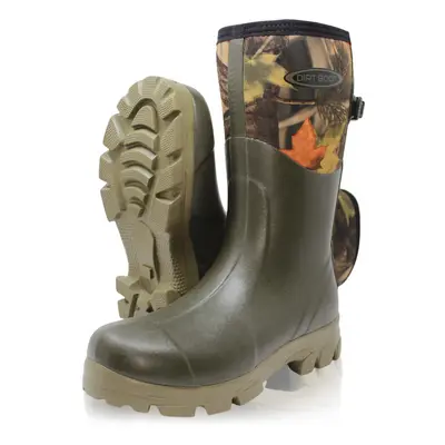 (UK EU42) Dirt Boot Neoprene Wellington Muck Field Boots Adjustable Gusset Green/Camo Wellies