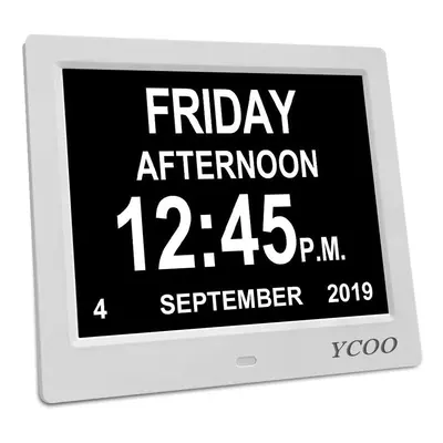 [Newest Version] Dementia Clock,8 Inches Calendar Clock Day Date Clock,Memory Loss Day Clock Ext