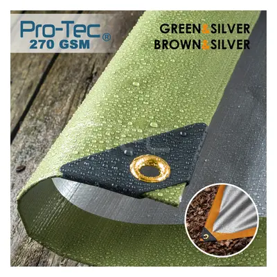 (Green / Silver, 16ft x 20ft) 270GSM Tarpaulin Extra Heavy Duty Builders Waterproof Ground Sheet