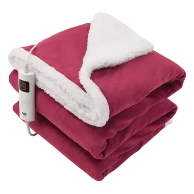 (Dark Deep Pink Reversible) Fleece Heated Electric Throw Blanket Colours