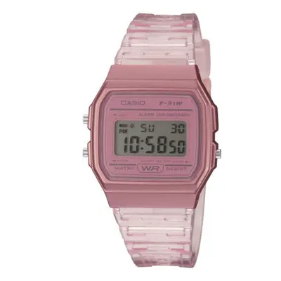 Casio Collection Quartz Digital Dial Pink Resin Strap Ladies' Watch F-91WS-4EF